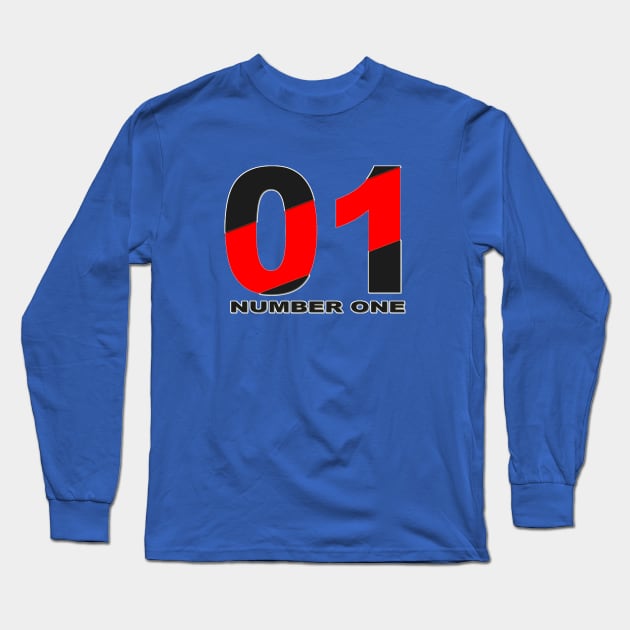 NUMBER-01-BLACK-AND-RED--COLOR Long Sleeve T-Shirt by Unique Shop